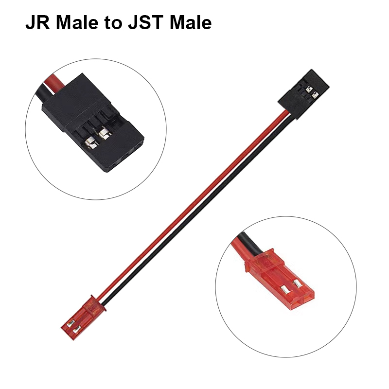 RJX 10pcs 10cm 20AWG JR Male Servo to JST Male Plug Receiver Connector Adapter Cable 