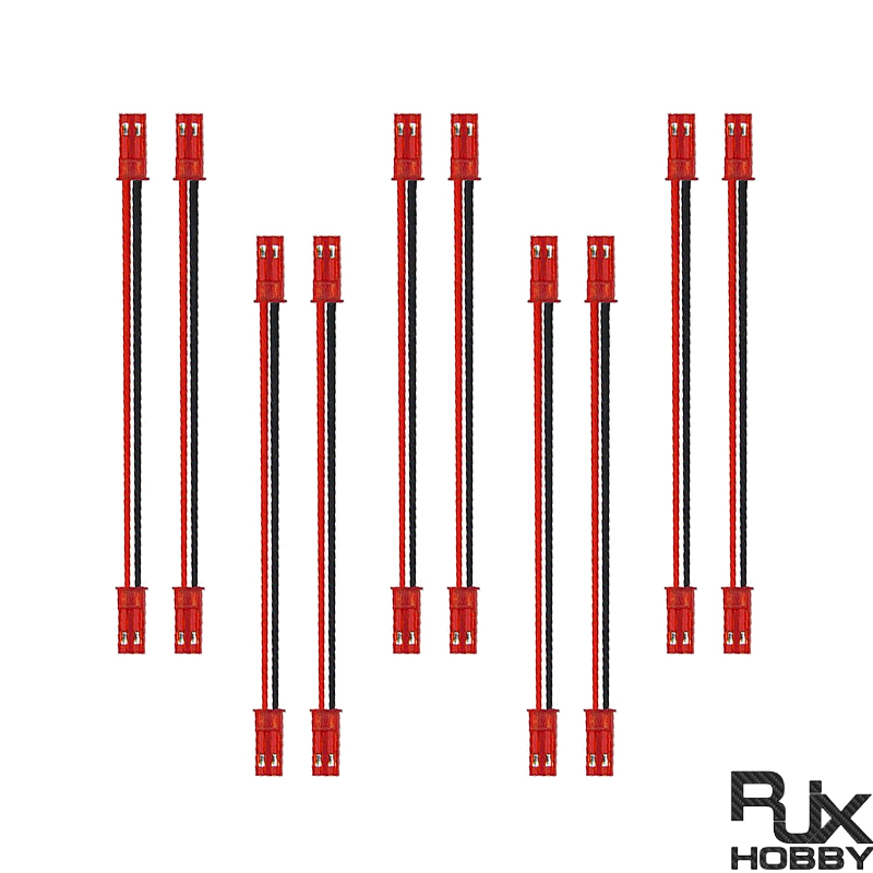 RJX 10pcs 10cm 20AWG 2Pin JST Male to Male Connector Extension Cable Wire