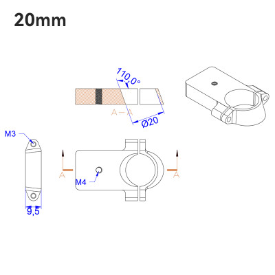 RJX 1 PCS 20mm 25mm 30mm  Mount fixed seat for  UAV drone Tube