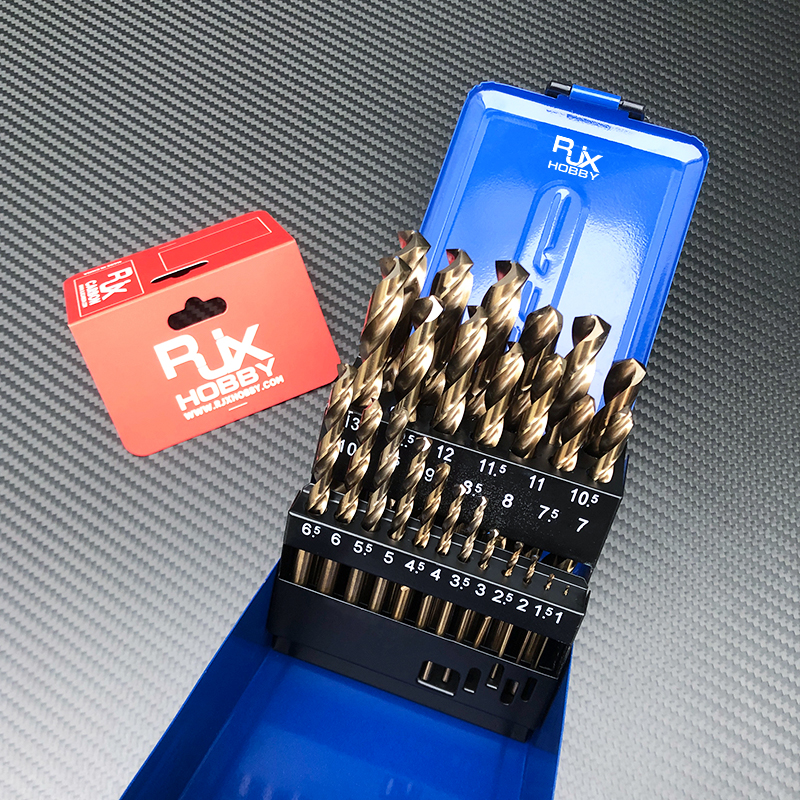 RJX 13 / 19 / 25Piece M35 High Speed Steel Metal Twist Jobber Drill Bit Set