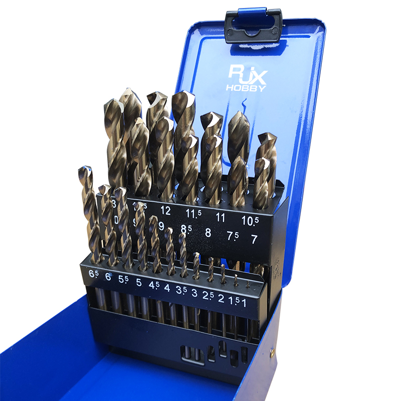 RJX 13 / 19 / 25Piece M35 High Speed Steel Metal Twist Jobber Drill Bit Set