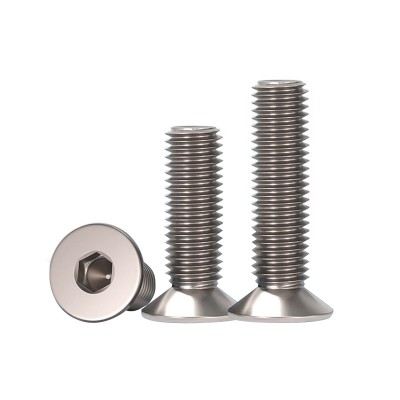 RJX 50pcs M2.5 4-20mm TA2 Countersunk Hex Socket Screw