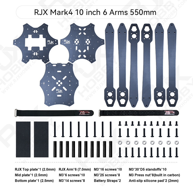 RJX Mark4 10 inch 6 Arms Carbon Fiber Frame Kit For RC FPV Racing Drone
