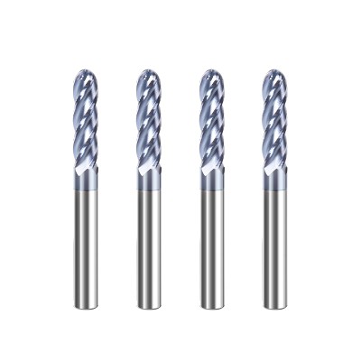 RJX 1pcs R2-R10 4 Flute tungsten steel Carbide Ball nose Cutter for Aluminum CNC Center Machining Milling Tool