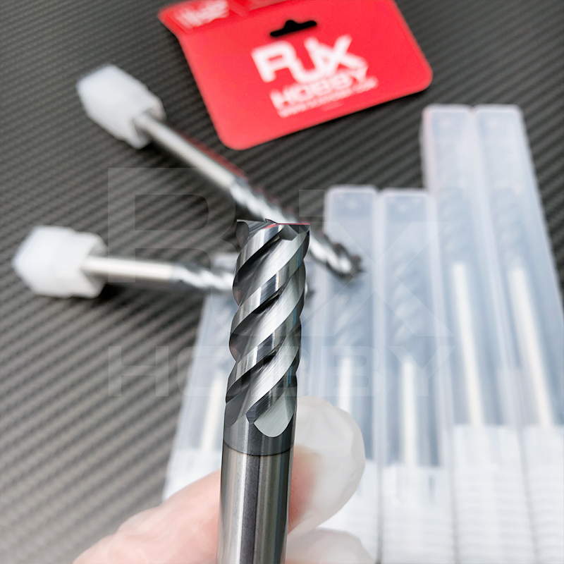 RJX 1pcs 4 Flute tungsten steel Carbide End Mill for Aluminum Cut Non-Ferrous Metal Upcut CNC Spiral Router Bit