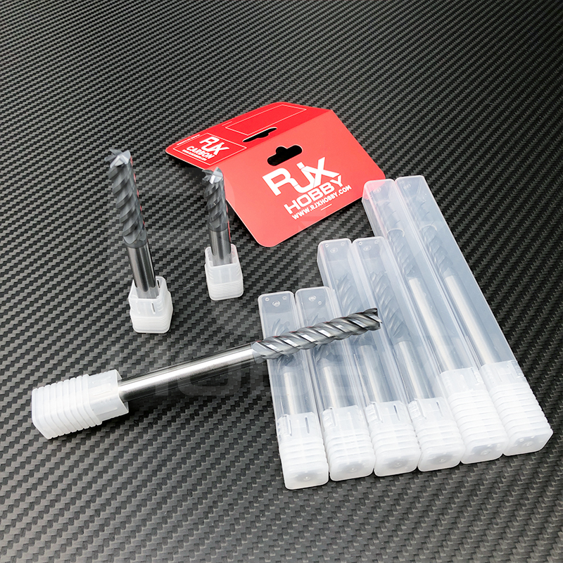 RJX 1pcs 4 Flute tungsten steel Carbide End Mill for Aluminum Cut Non-Ferrous Metal Upcut CNC Spiral Router Bit