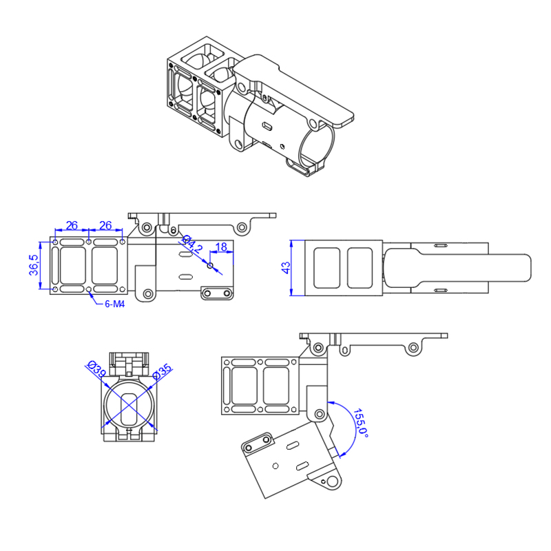 RJXHOBBY 1pcs 35mm folding side arm for Plant Protection UAV Multicopter