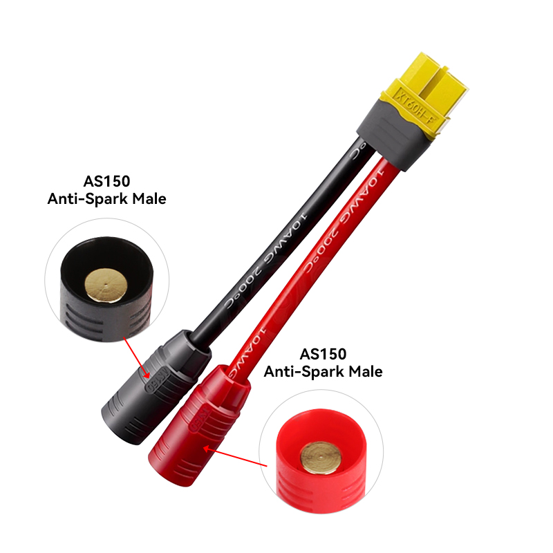 RJXHOBBY 1pcs XT60 Female to AS150 Anti-Spark Male Female