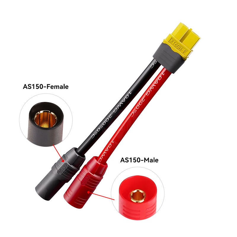 RJXHOBBY 1pcs XT60 Female to AS150 Anti-Spark Male Female