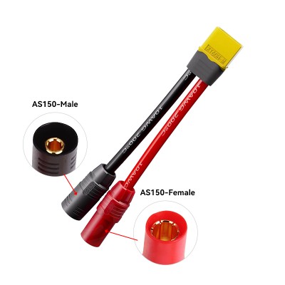 RJXHOBBY 1pcs XT60 Male to AS150 Anti-Spark Male Female