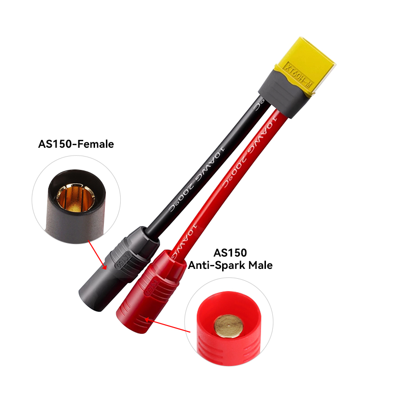 RJXHOBBY 1pcs XT60 Male to AS150 Anti-Spark Male Female