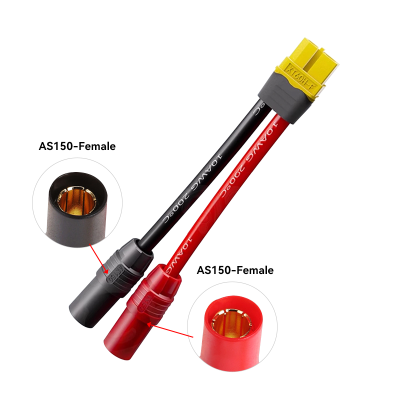 RJXHOBBY 1pcs XT60 Female to AS150 Anti-Spark Male Female