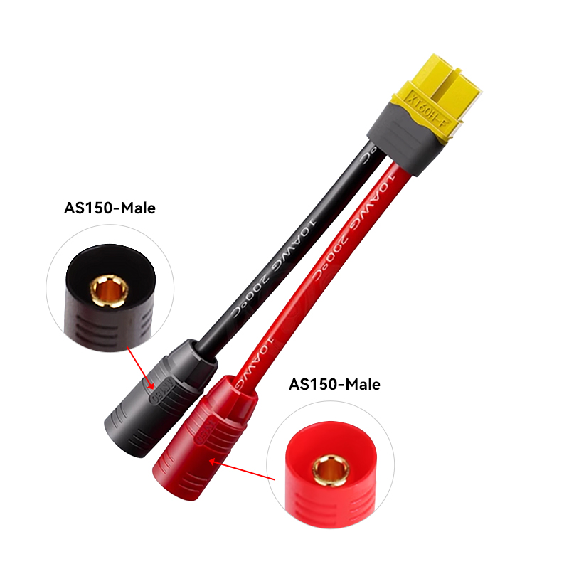 RJXHOBBY 1pcs XT60 Female to AS150 Anti-Spark Male Female