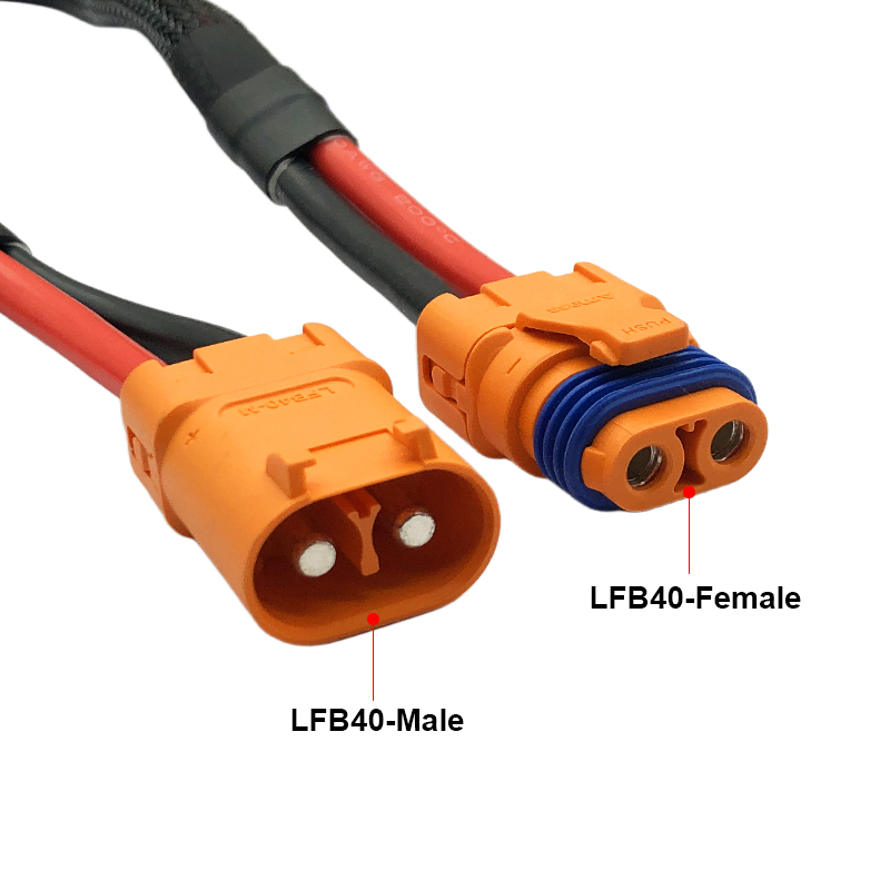 RJX 1pcs Power Wiring Harness LFB40-F to LFB40-M /LFB50-F to LFB50-M/1100mm 10 AWG Silicone 