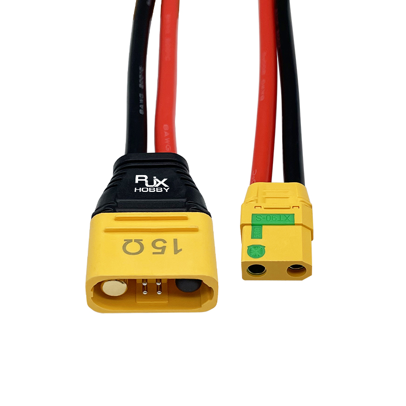 RJX 1pcs AMASS AS150U Male to XT90S Plug Female 8AWG 250mm RC Charger Extension Cable Battery Extension Cable