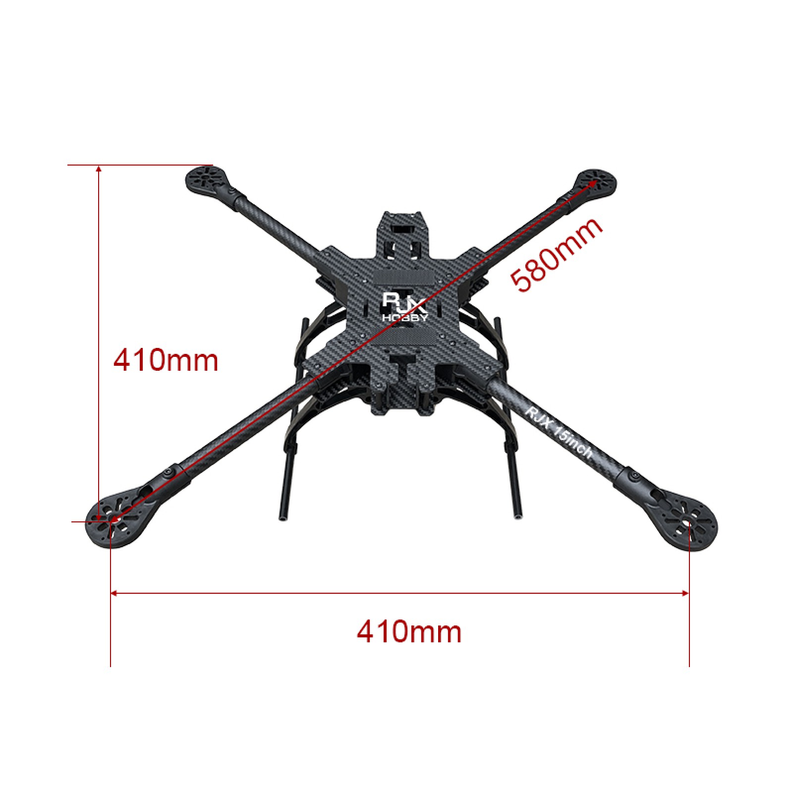 RJX 15inch Carbon Fiber Frame Kit For RC FPV Racing Drone with Landing ...