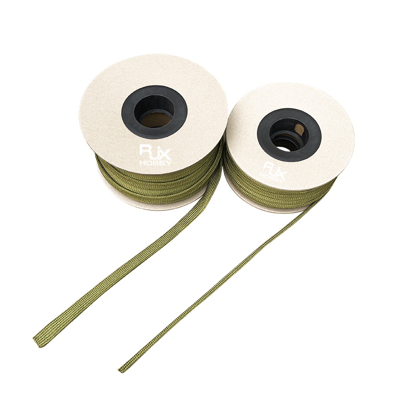 RJX 100M 4-40mm soft cotton Nylon Sleeve Wire Cable Protecting Nylon Braided High Density wire protection army green