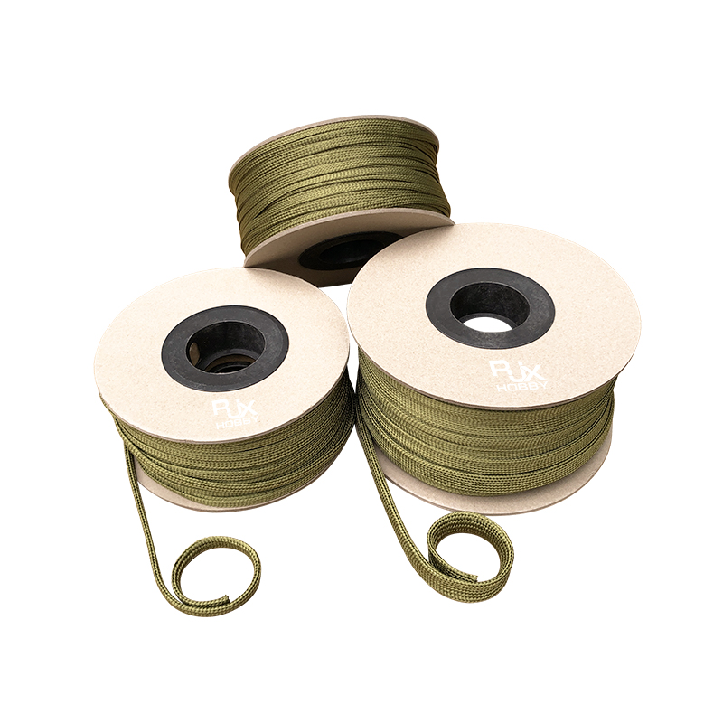 RJX 100M 4-40mm soft cotton Nylon Sleeve Wire Cable Protecting Nylon Braided High Density wire protection army green