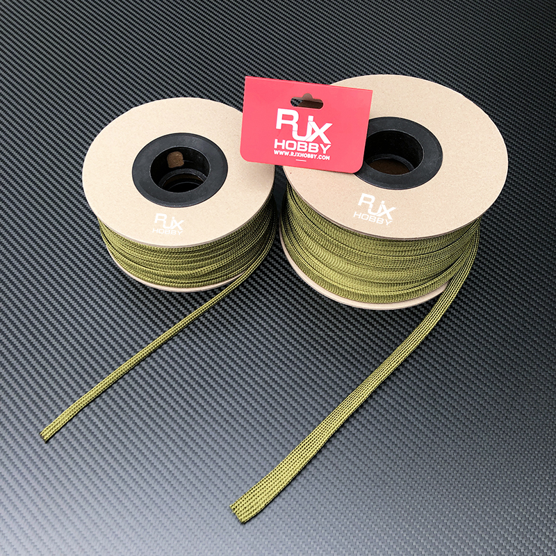RJX 100M 4-40mm soft cotton Nylon Sleeve Wire Cable Protecting Nylon Braided High Density wire protection army green