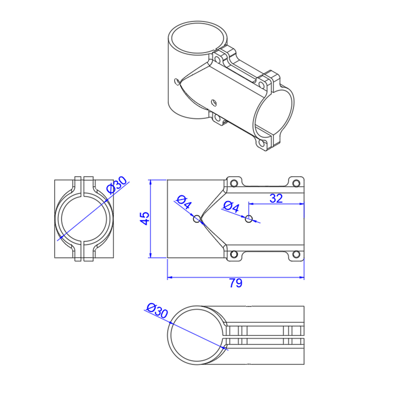 RJX 1pcs Alum 30mm to 30mm  Tee Joint Landing Gear Connector Adapter for RC Plant UAV Drone