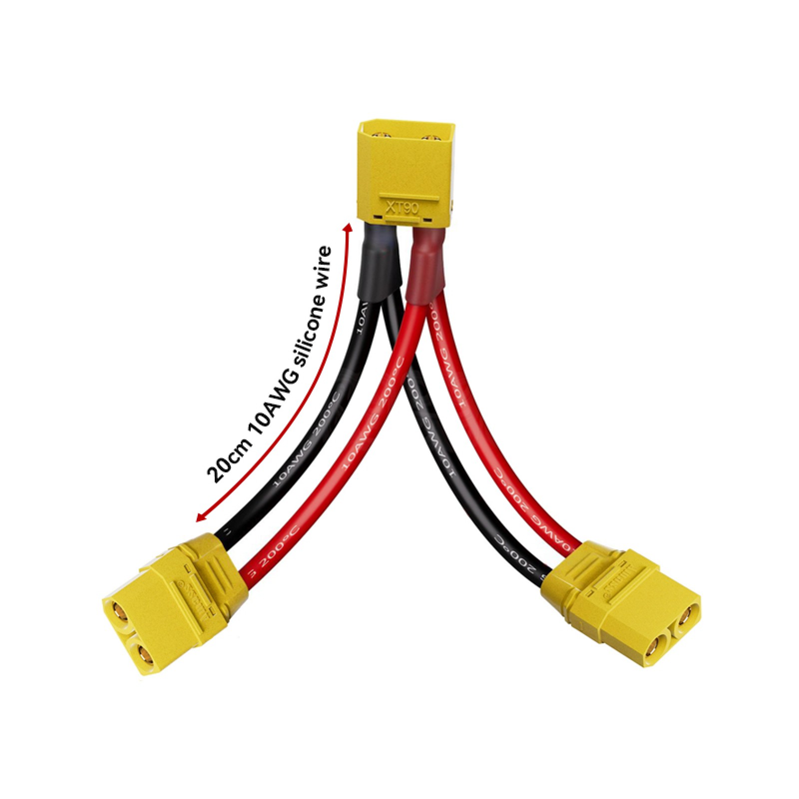Câble D’extension XT90 Mâle Vers XT90-S Femelle Anti-étincelle – Fil Silicone 10 AWG 600V – 30 Cm – Pour Modèle RC