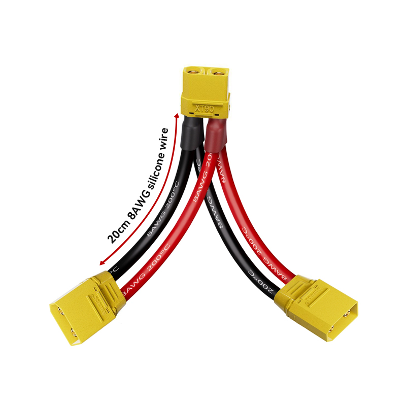 RJX 1pcs XT90H Male Female XT90S Anti Spark RC Charger Cable Connector Y Harness For Parallel Battery