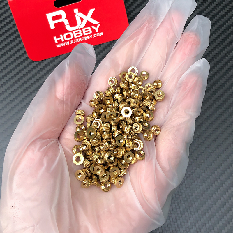 RJXHOBBY 100pcs M2 M2.5 M3 M4 M5 threaded inserts impact brass nuts