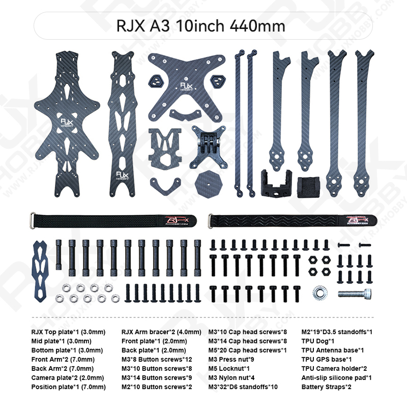 RJX A3 10inch Carbon Fiber Frame Kit For RC FPV Racing Drone