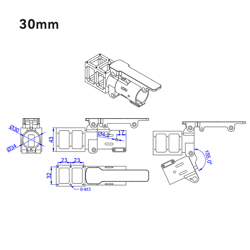 RJXHOBBY 1pcs 30mm 40mm folding down arm for Plant Protection UAV Multicopter