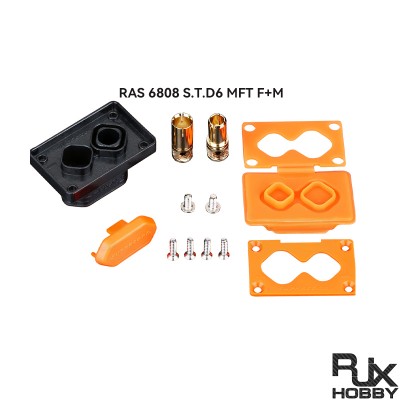 RJX RAS S.T.D6 MFT 6808Onboard Plug Solder-free Lithium Battery Connector 200A Male Female with Dust Cover Gold-plated Plug