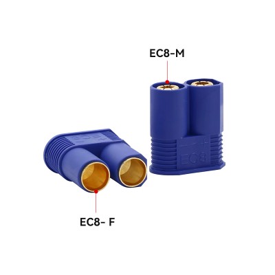 RJX 5Sets EC8 Connector Plug Socket 8mm High Current Double Blue Banana Connector For Car Model RC ESC Lipo Battery