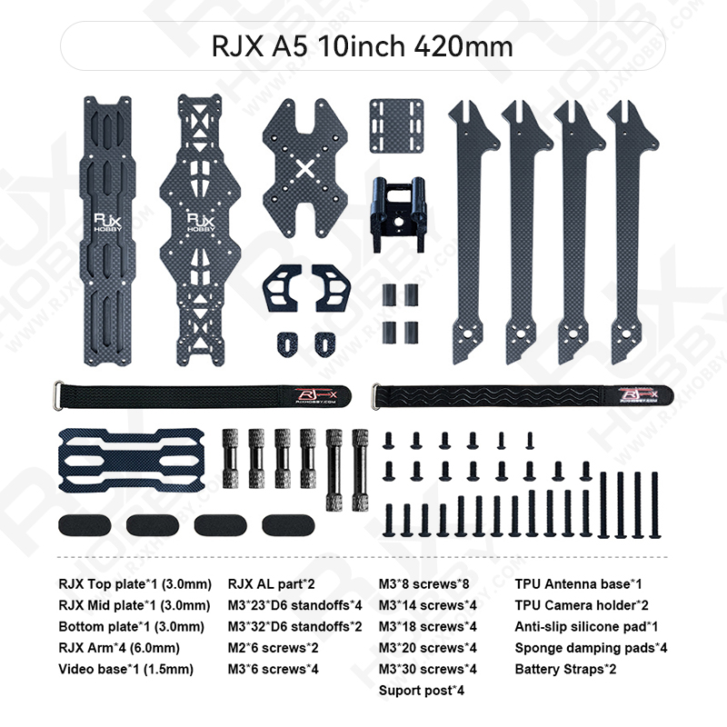RJX A5 10inch Carbon Fiber Frame Kit For RC FPV Racing Drone