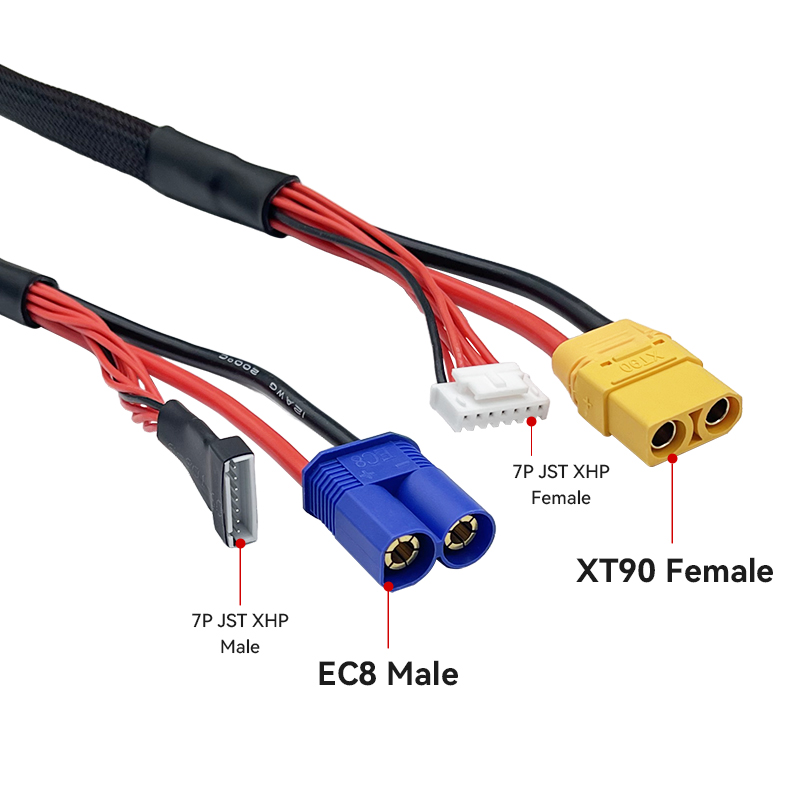 RJX 1 PCS 7P JST XHP EC8 to XT90 Male  Female Connectors Extension Cable