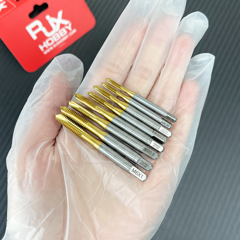 RJX 1pcs Titanium coating HSS M3 M4 M5 M6 M8 M10 M12 flute Straight slot taps