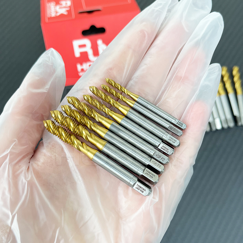 RJX 1pcs Titanium coating HSS M3 M4 M5 M6 M8 M10 M12 Spiral groove flute thread taps