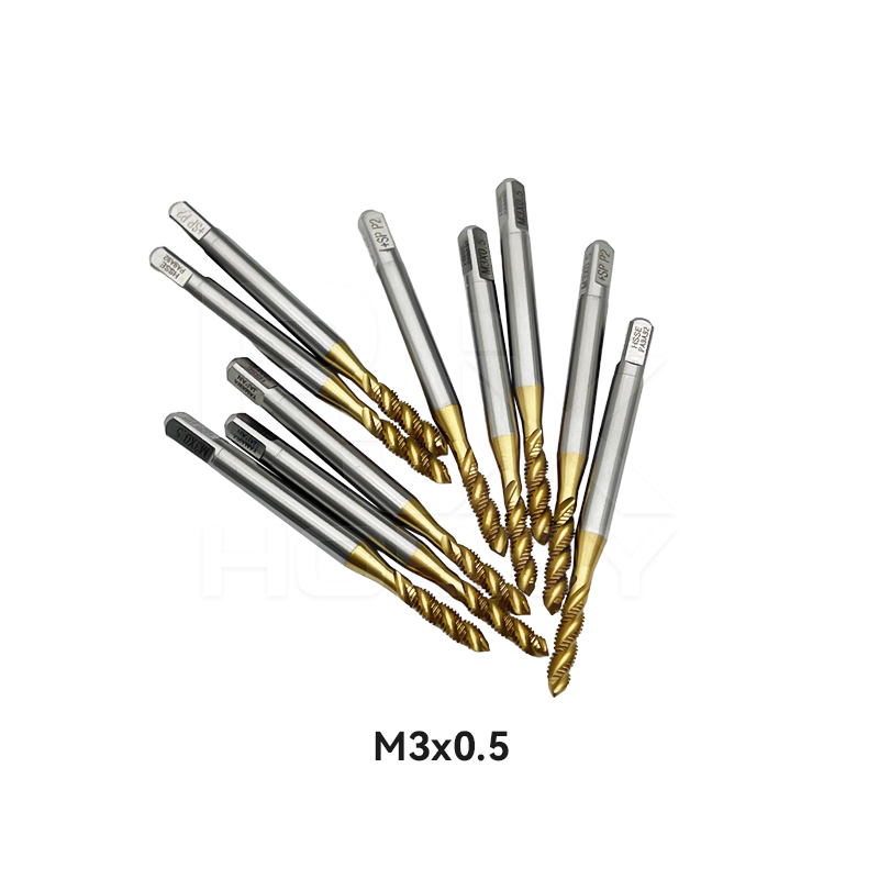 RJX 1pcs Titanium coating HSS M3 M4 M5 M6 M8 M10 M12 Spiral groove flute thread taps
