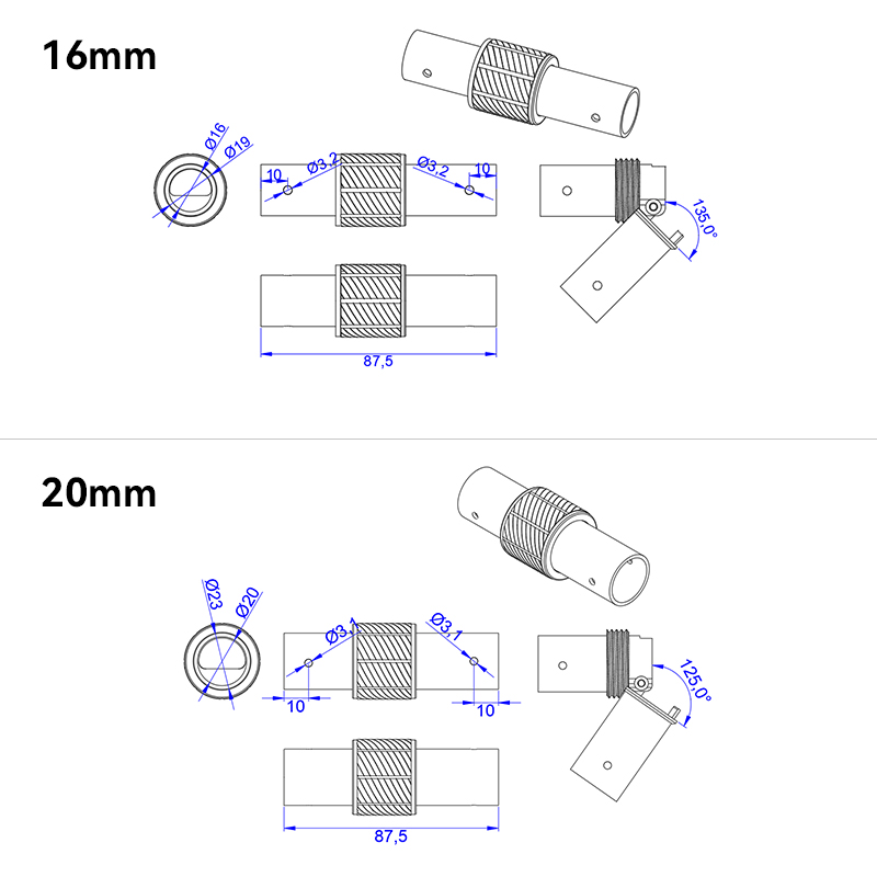 RJXHOBBY 1pcs 16mm 20mm 25mm 30mm Folding Arm for FPV multirotor UAV Drone tube
