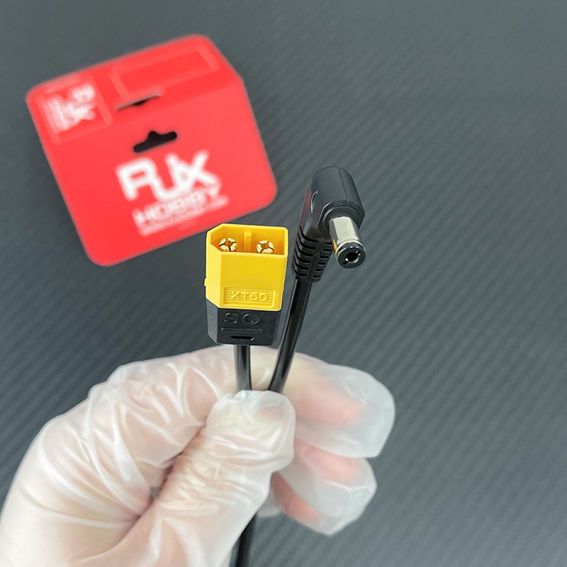 RJXHOBBY 1pcs 90° DC5.5*2.1 Male to XT60 Male  DC5521 Rubber Power Cable
