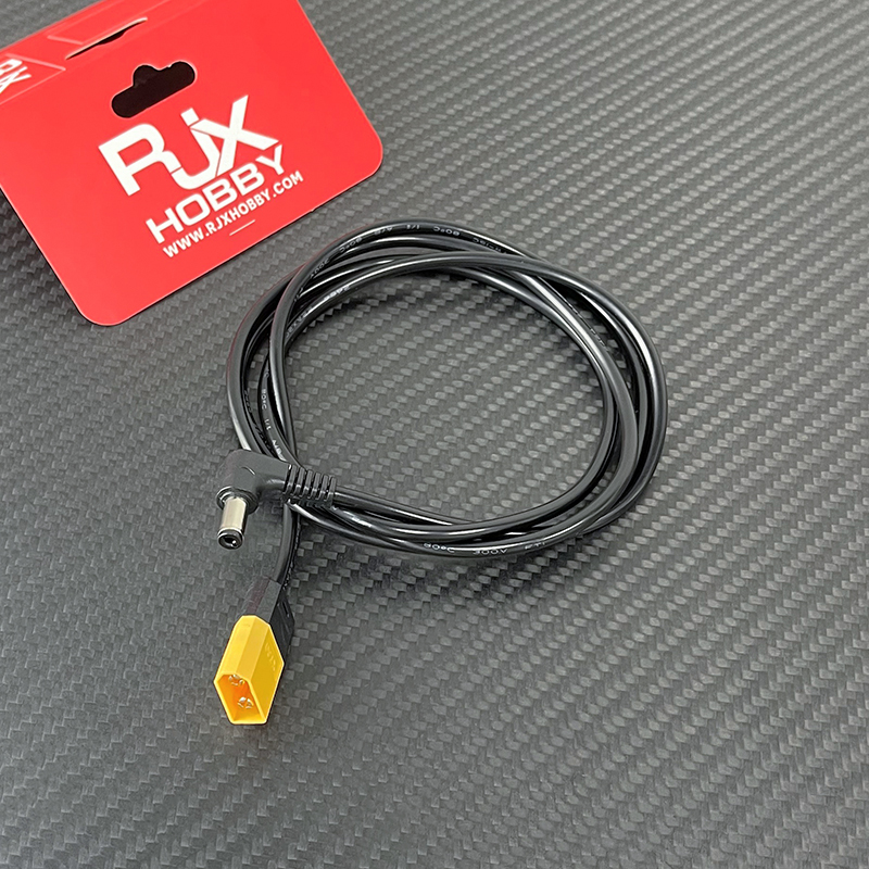 RJXHOBBY 1pcs 90° DC5.5*2.1 Male to XT60 Male  DC5521 Rubber Power Cable