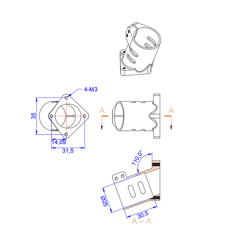 RJXHOBBY 1PCS 25mm Tripod Fixed Mount Landing Gear for UAV