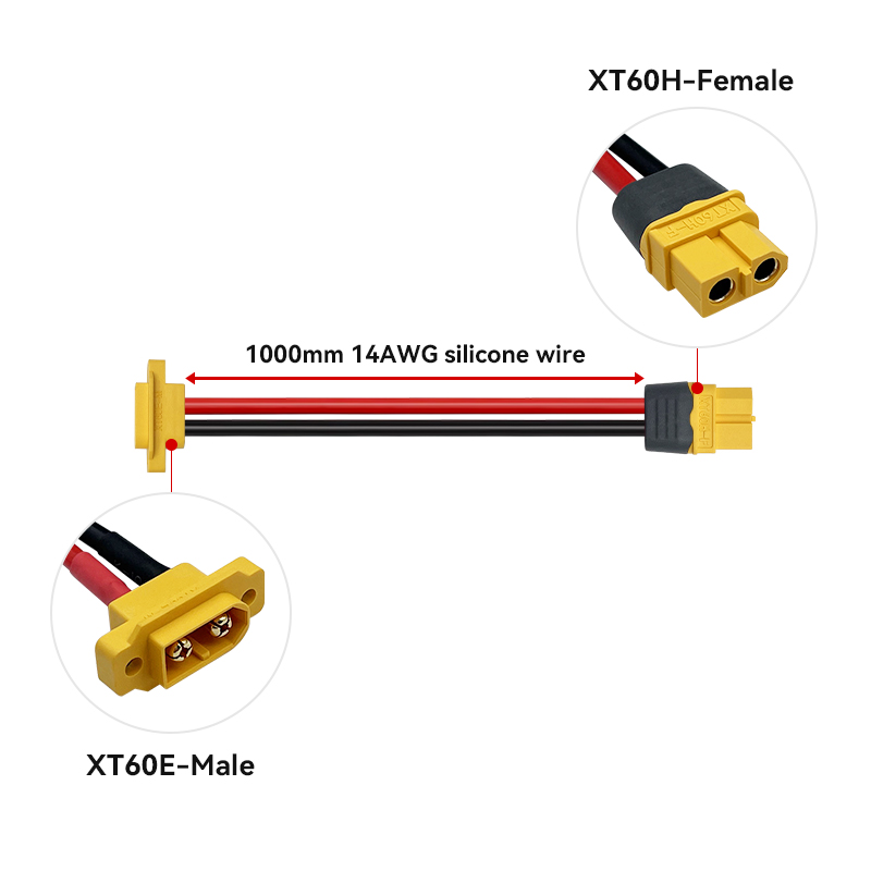 RJXHOBBY 1pcs XT60H Female to XT60E Male 14AWG Silicone Wire Cable