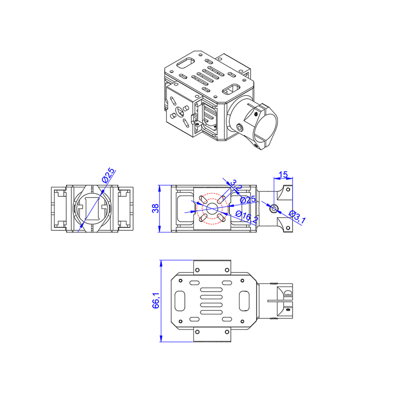 RJX 1pcs X8 Upper and lower Aluminum motor base with carbon sheet for 25mm Carbon Tube