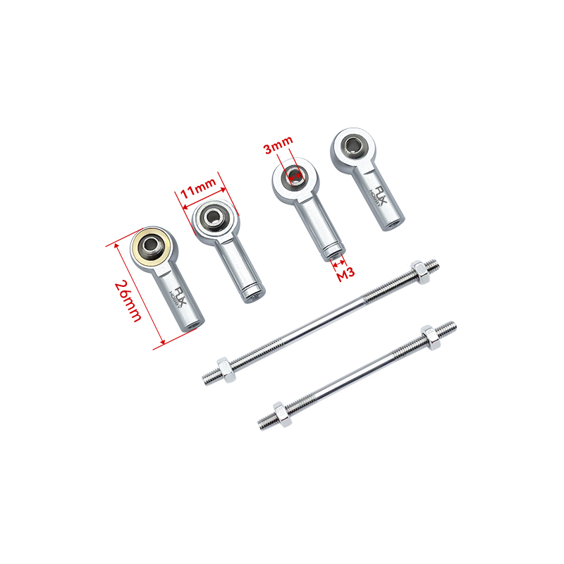 RJX 5pcs M3 Aluminum Positive and Negative Thread Ball Head Tie Rod End Joint 