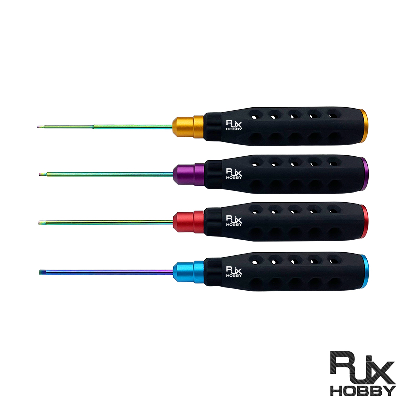 RJX 4Pcs HSS Titanized Hex Screwdriver 1.5 2.0 2.5 3.0mm High-Strength Insulated Anti-Slip Rubber Handle