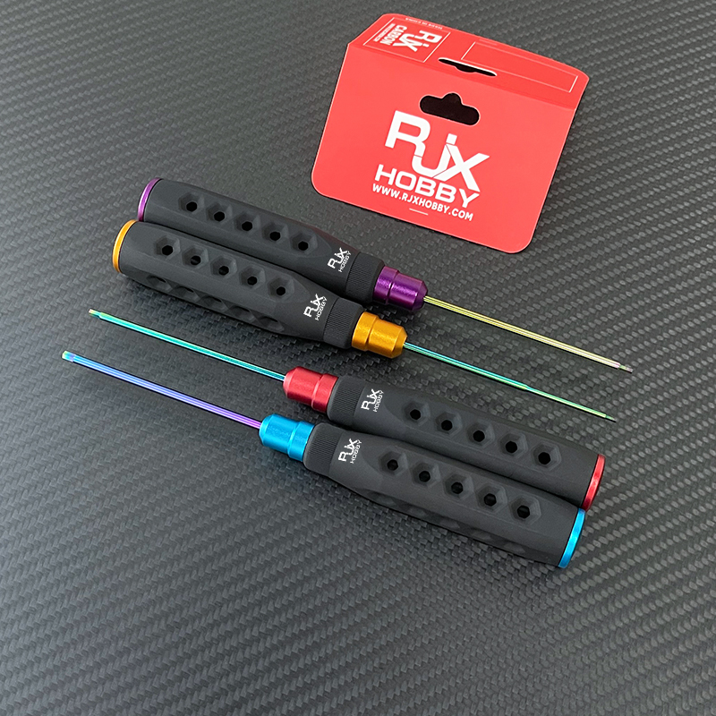 RJX 4Pcs HSS Titanized Hex Screwdriver 1.5 2.0 2.5 3.0mm High-Strength Insulated Anti-Slip Rubber Handle