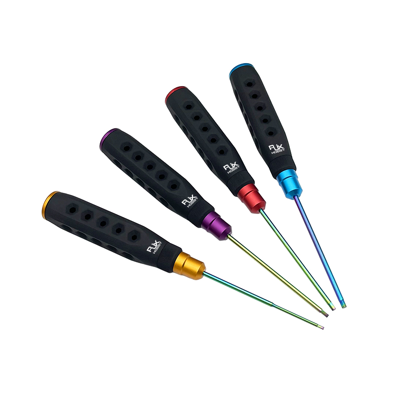 RJX 4Pcs HSS Titanized Hex Screwdriver 1.5 2.0 2.5 3.0mm High-Strength Insulated Anti-Slip Rubber Handle