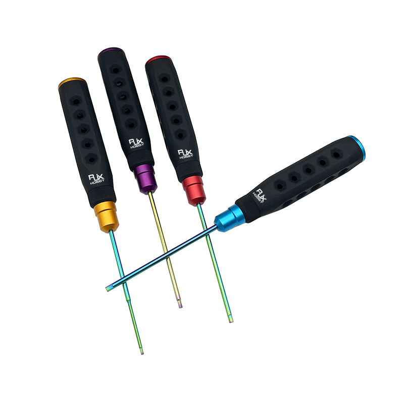RJX 4Pcs HSS Titanized Hex Screwdriver 1.5 2.0 2.5 3.0mm High-Strength Insulated Anti-Slip Rubber Handle