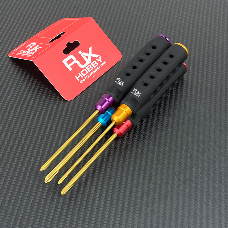 RJX 4pcs HSS titanized Phillips Screwdriver Tools 3.0 4.0 5.0 5.8mm Strength Insulated Anti-Slip Rubber Handle