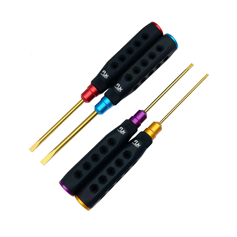 RJX 4pcs HSS titanized Flat Head Screw driver Tools 3.0 4.0 5.0 5.8mm High-Strength Insulated Anti-Slip Rubber Handle
