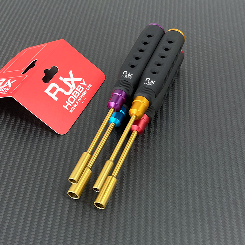RJX 4pcs HSS titanized 4.0 5.5 7.0 8.0mm Nut Drivers High-Strength Insulated Anti-Slip Rubber Handle
